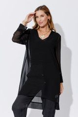 Black Chiffon V-Neck Tunic