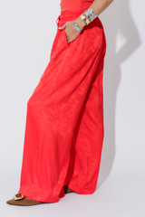 Red Silky Cargo Culottes