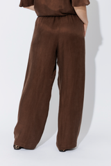 Mocha Cupro/Linen Pant
