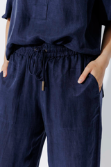Navy Cupro/Linen Pant