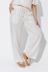 Ivory Cupro/Linen Pant