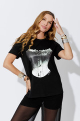Black Embellished Corset T-Shirt