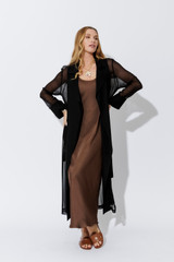 Black Sheer Chiffon Trench