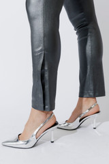 Silver Metallic Zip Pant