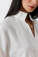 White Shot Silky Pleat Shirt