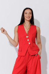 Red Pinstripe Sisca Vest