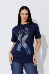 Navy Glove Print T-Shirt
