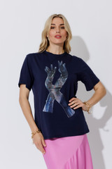 Navy Glove Print T-Shirt