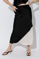 Black Contrast Bias Skirt
