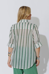 Green  Stripe Oversized Blogger Shirt