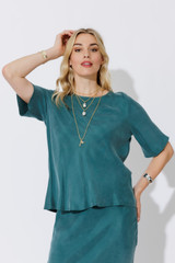 Teal Cupro Bias Top