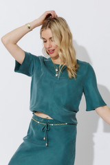 Teal Cupro Bias Top