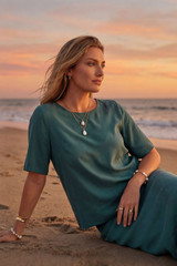 Teal Cupro Bias Top