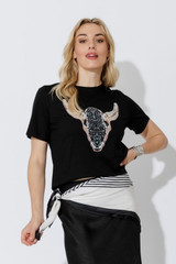 Black Horn Embellished T-Shirt