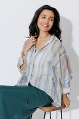 Yellow/Blue Lyocell Oversized Shirt