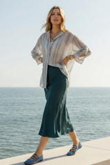 Yellow/Blue Lyocell Oversized Shirt