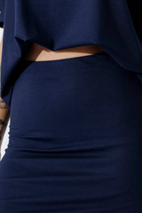 Navy Tencel Embellished Skirt