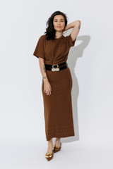 Chestnut Tencel Embellished T-Shirt