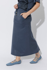 Navy Cotton Nautical Drawstring Skirt
