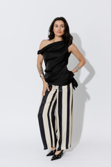 Black Glow Silky Drape Top