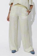 Chartreuse Stripe Wide Leg Pant