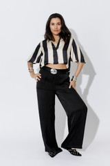 Black/Beige Fluted Blogger Shirt