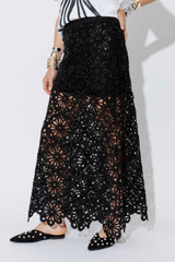 Black Luxe Cotton Crochet Skirt