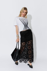 Black Luxe Cotton Crochet Skirt