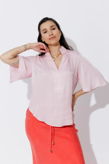 Pale Pink Glow Fluted Blogger Shirt