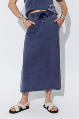Navy Washed Cotton Drawstring Skirt