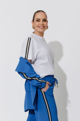 White Oversized Stripe Sleeve T-Shirt