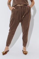 Mocha Washed Cotton Slouch Pant