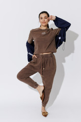 Mocha Washed Cotton Slouch Pant