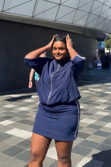 Navy Euro Sport Mini Skirt