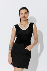 Black Tencel Trim Cami