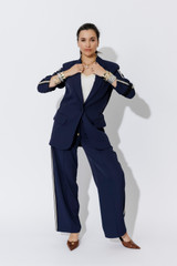 Navy Euro Stripe Boyfriend Blazer