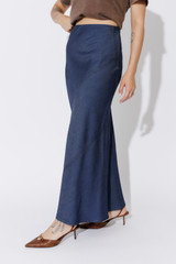 Dark Denim Tencel Bias Skirt