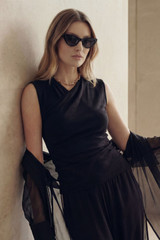 Black Sleeveless Drape Knit Top