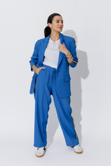 Electric Euro Stripe Boyfriend Blazer