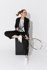 Black Euro Pintuck Sport Pant