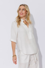 White Washed Linen Blogger Shirt