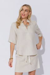 Oatmeal Washed Linen Blogger Shirt