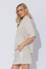 Oatmeal Washed Linen Blogger Shirt