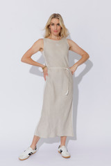 Oatmeal Washed Linen Bias Dress