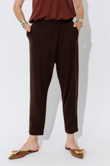 Chocolate Tencel Fold Front Pant