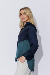 Navy Spliced Milan Blogger Shirt