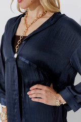 Navy Glow Hooded Shirt