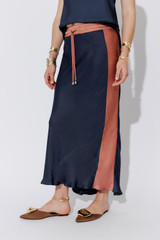Navy Glow Bias Panel Skirt