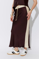 Chocolate Glow Bias Panel Skirt