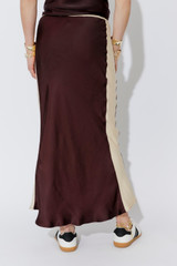 Chocolate Glow Bias Panel Skirt